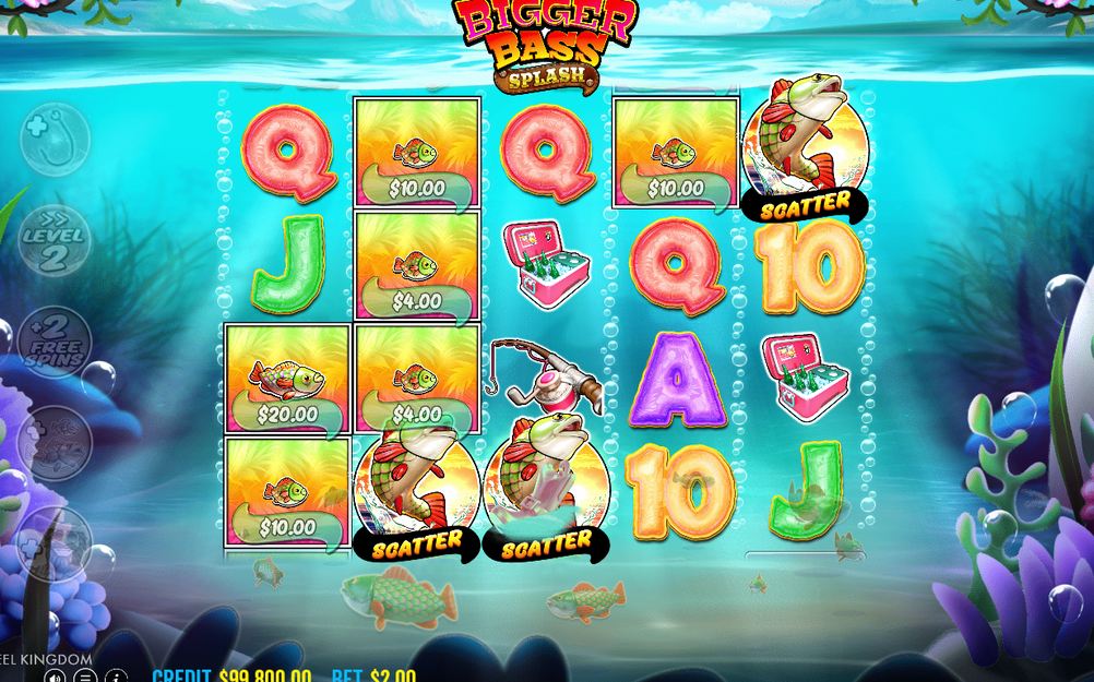Free Spins round, Wild fisherman collecting fish money values